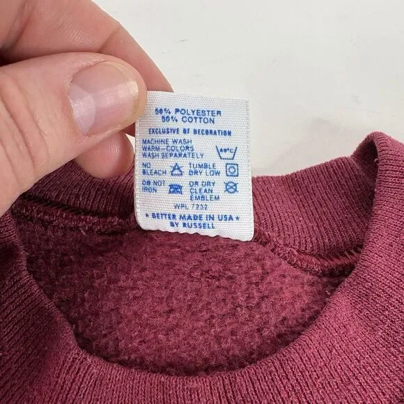 Vintage 1980s Jerzees By Russell Crewneck Sweatshirt Large Red/maroon, Blank USA - Picture 4 of 7